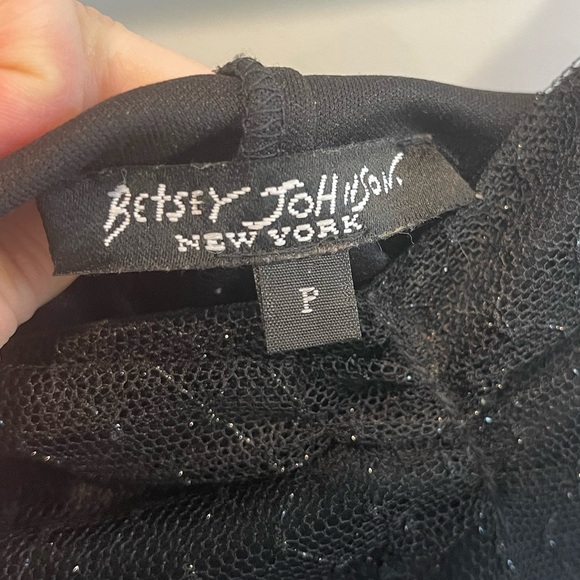 Betsey Johnson New York Vintage Dress - Blk, Sheer, Pink Beads on bottom trim. - Picture 4 of 5